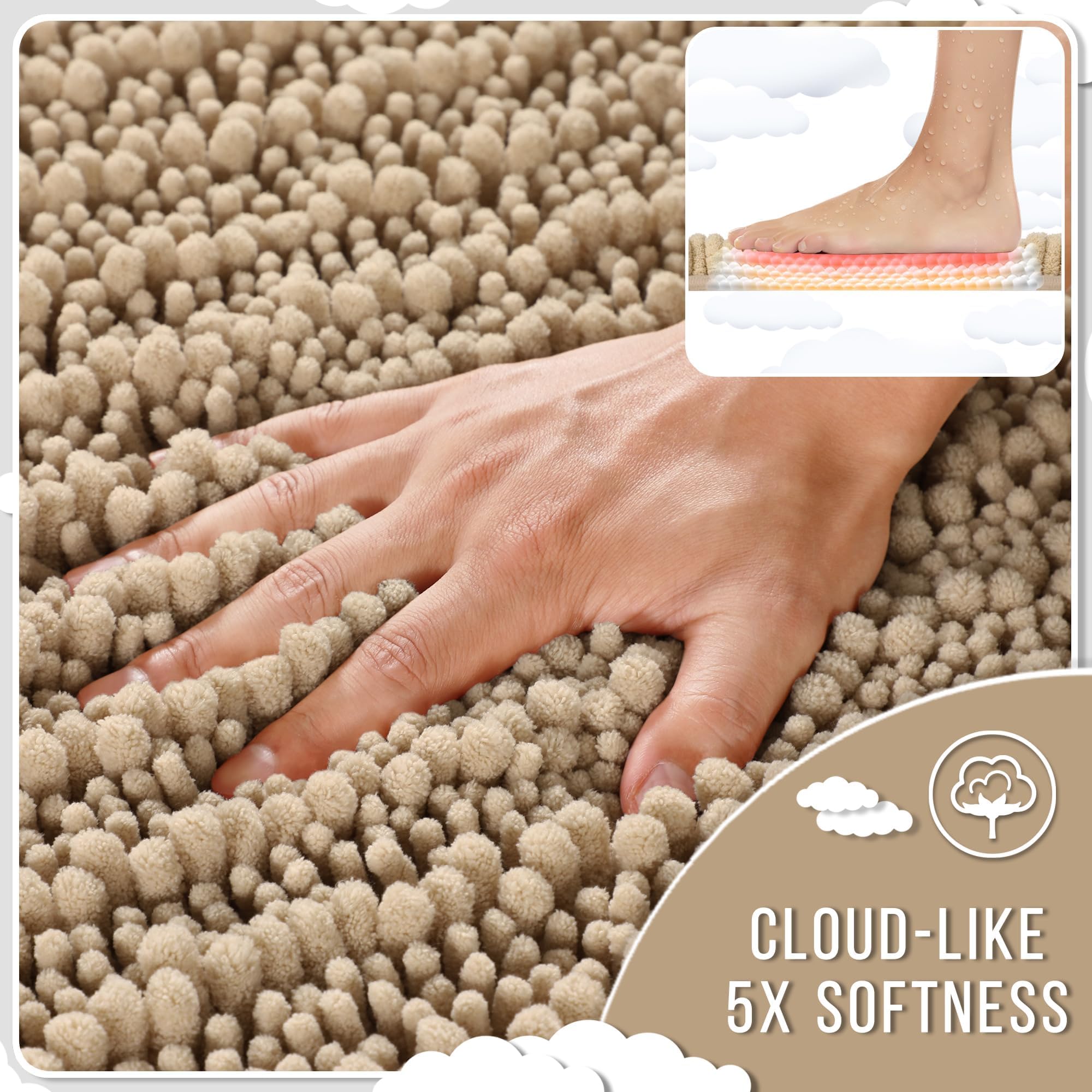 Yimobra bath mat vertical fibers quick-dry to keep surfaces dry