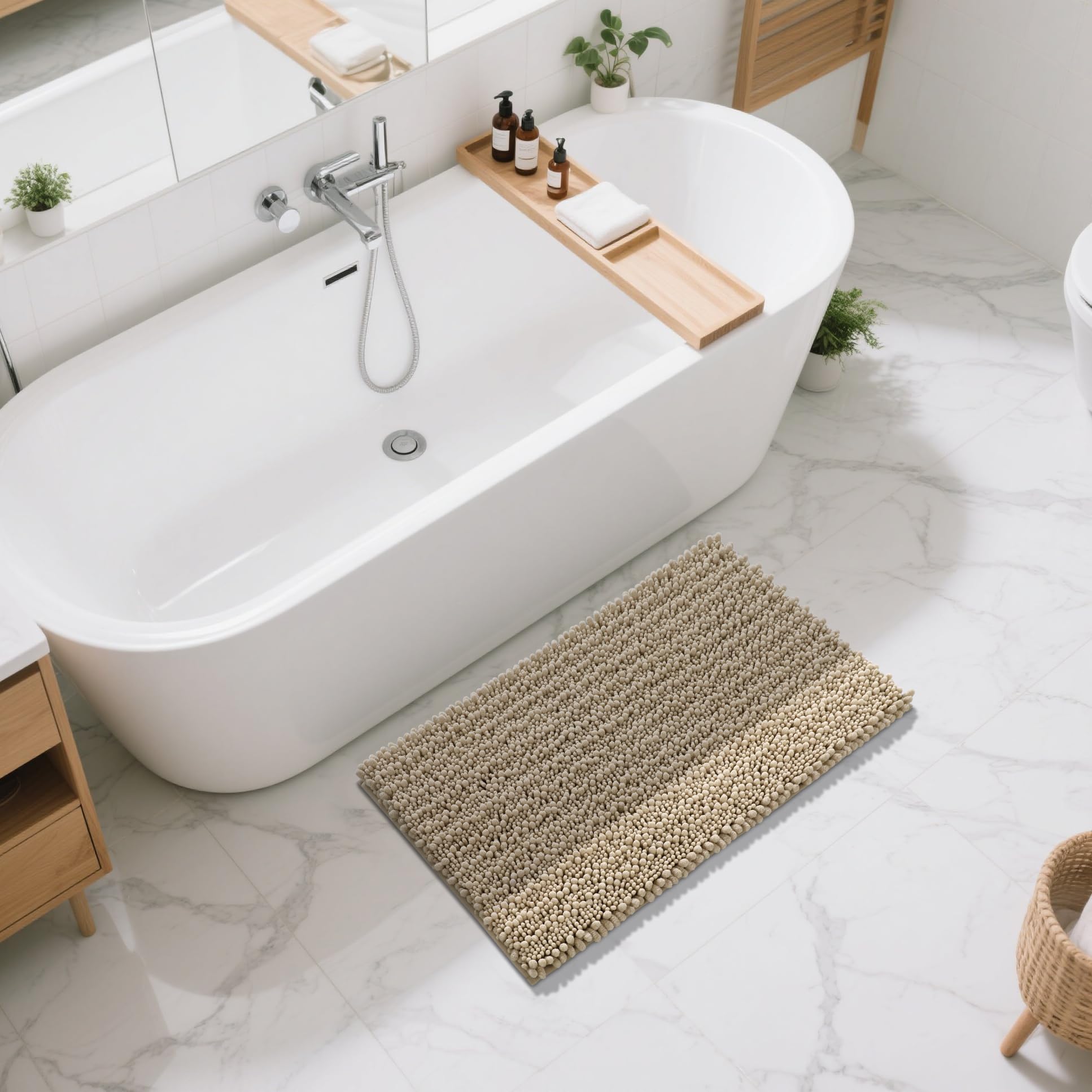 Yimobra versatile bath mat design fits tubs, showers, and vanities.
