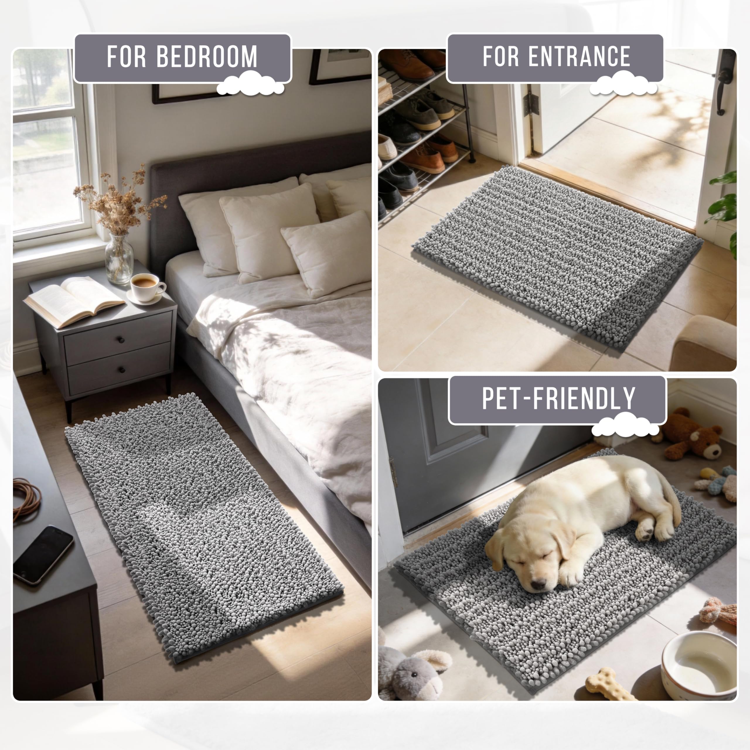 Yimobra bath rug gray designed for versatile use from tub to vanity