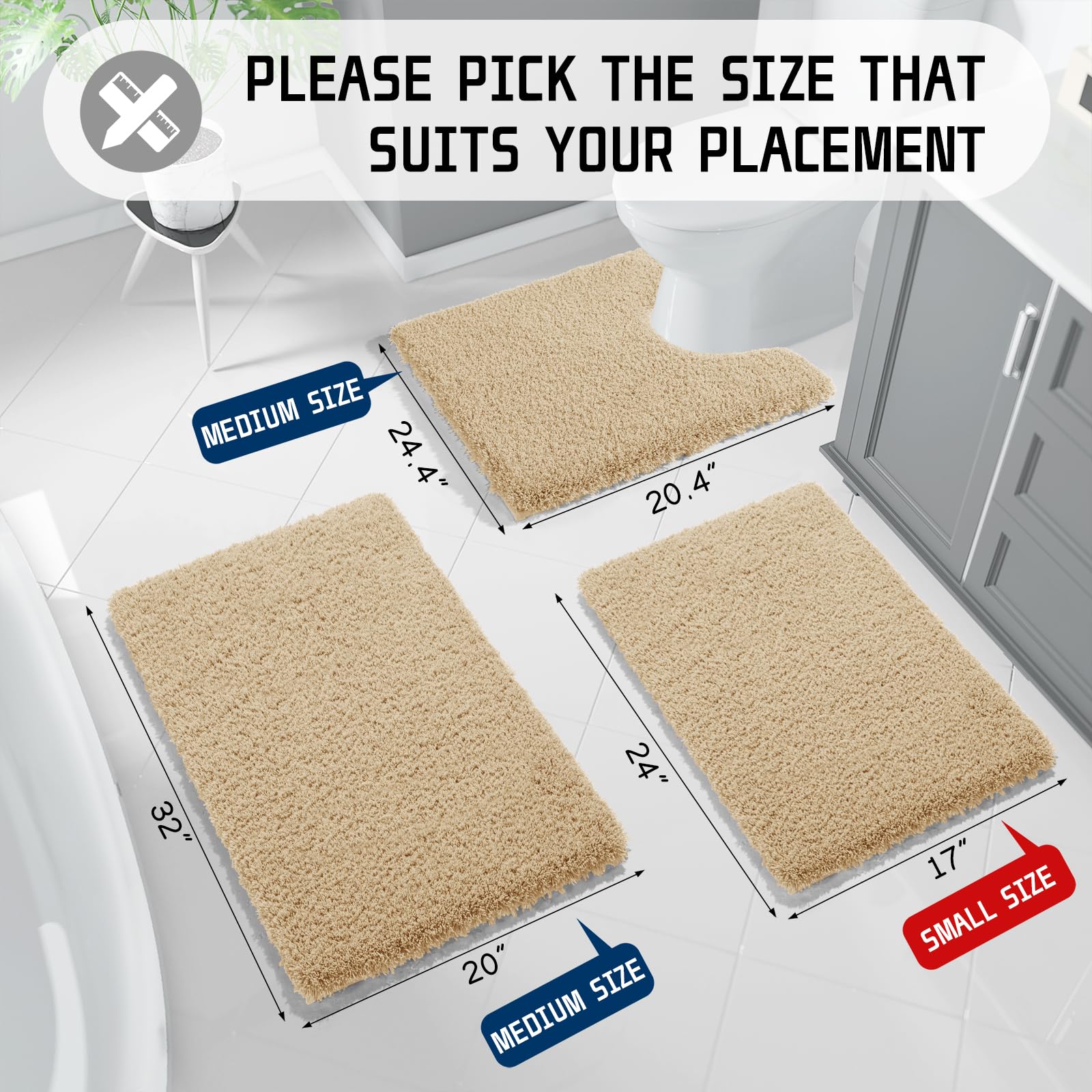 Yimobra bath rug close up shows absorbent dense pile.