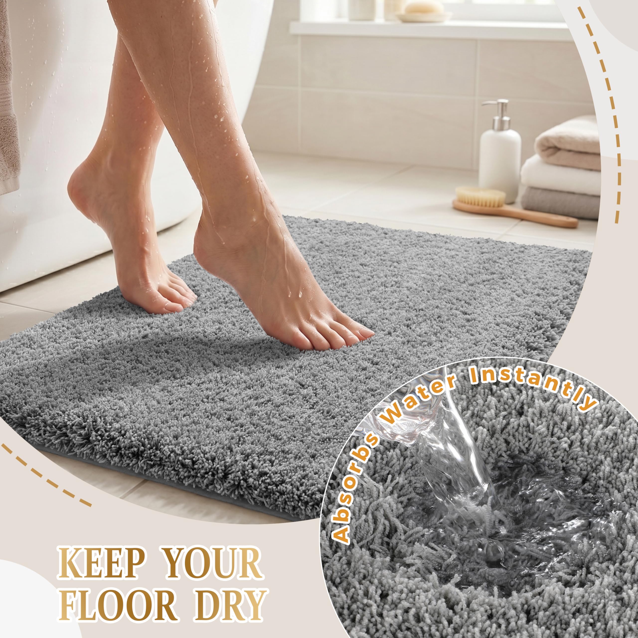 Yimobra bath rug machine washable design simplifies frequent cleaning.