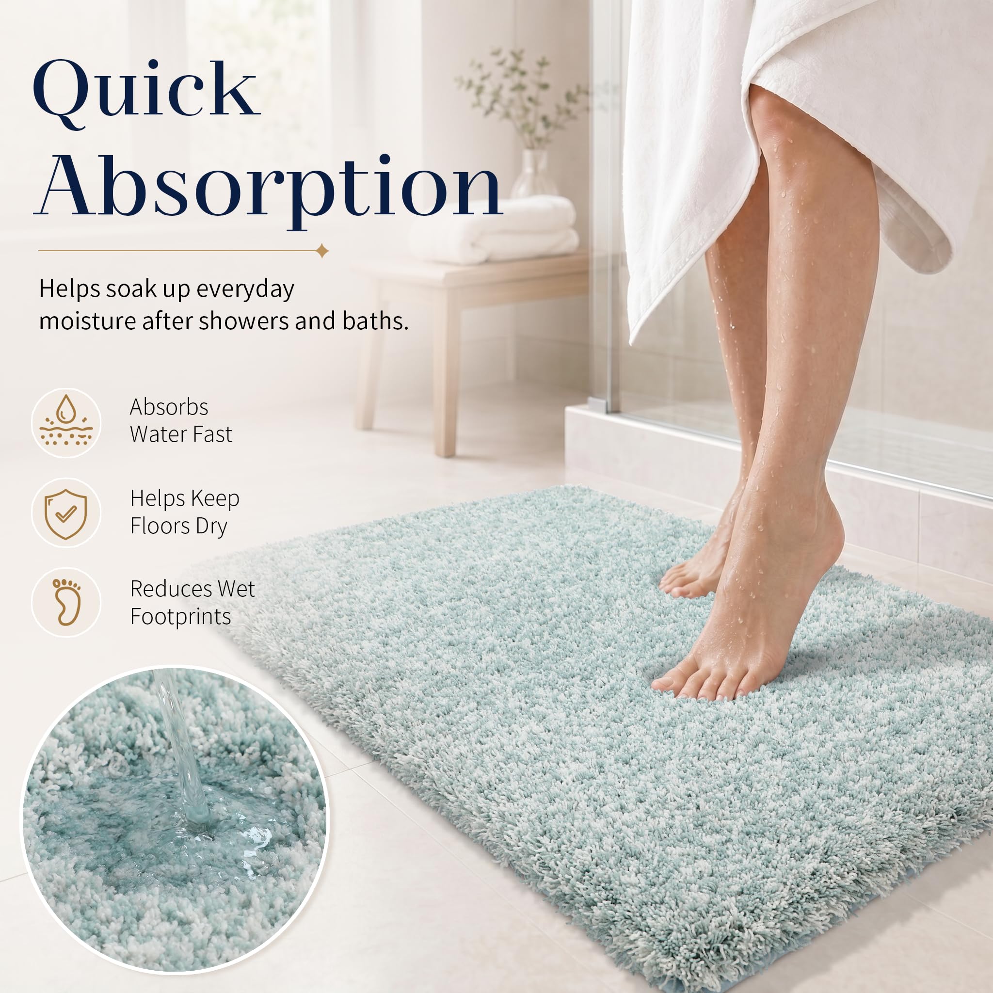Yimobra bath rug is machine washable for easy care