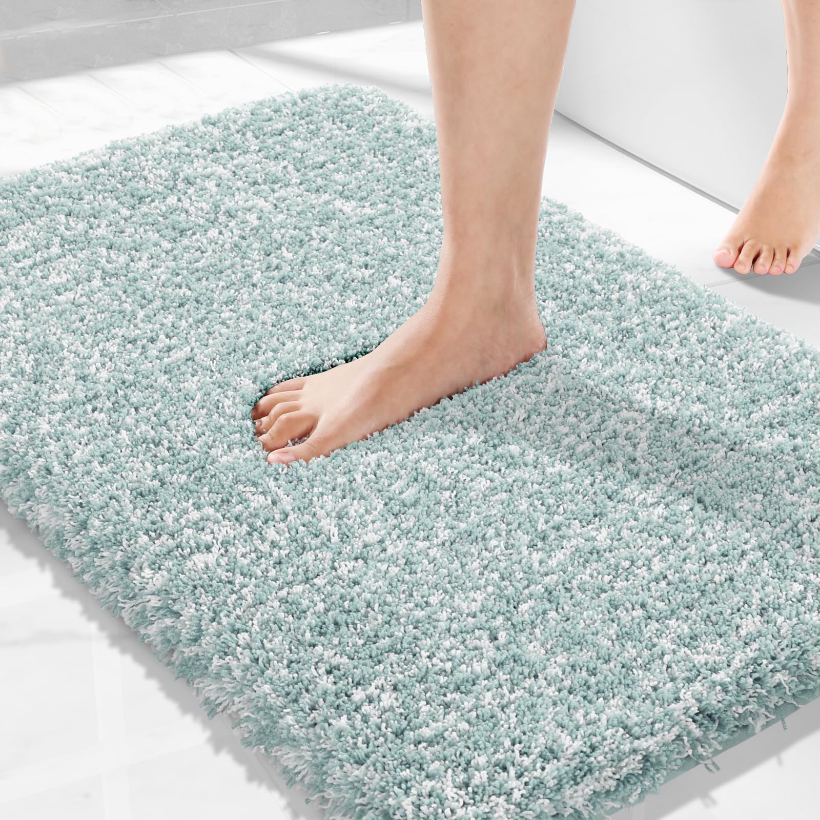 Yimobra bath rug with ultra-soft pile and absorbent surface for dry feet