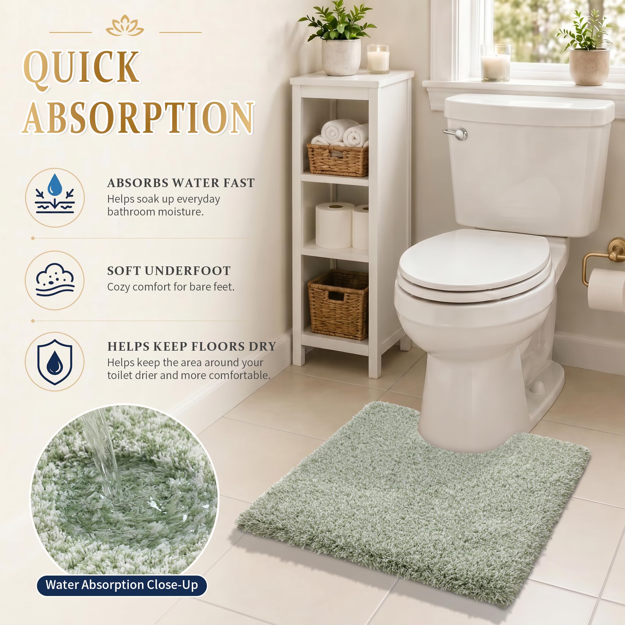 Yimobra bath rug versatile scenarios suit various bathroom spaces.