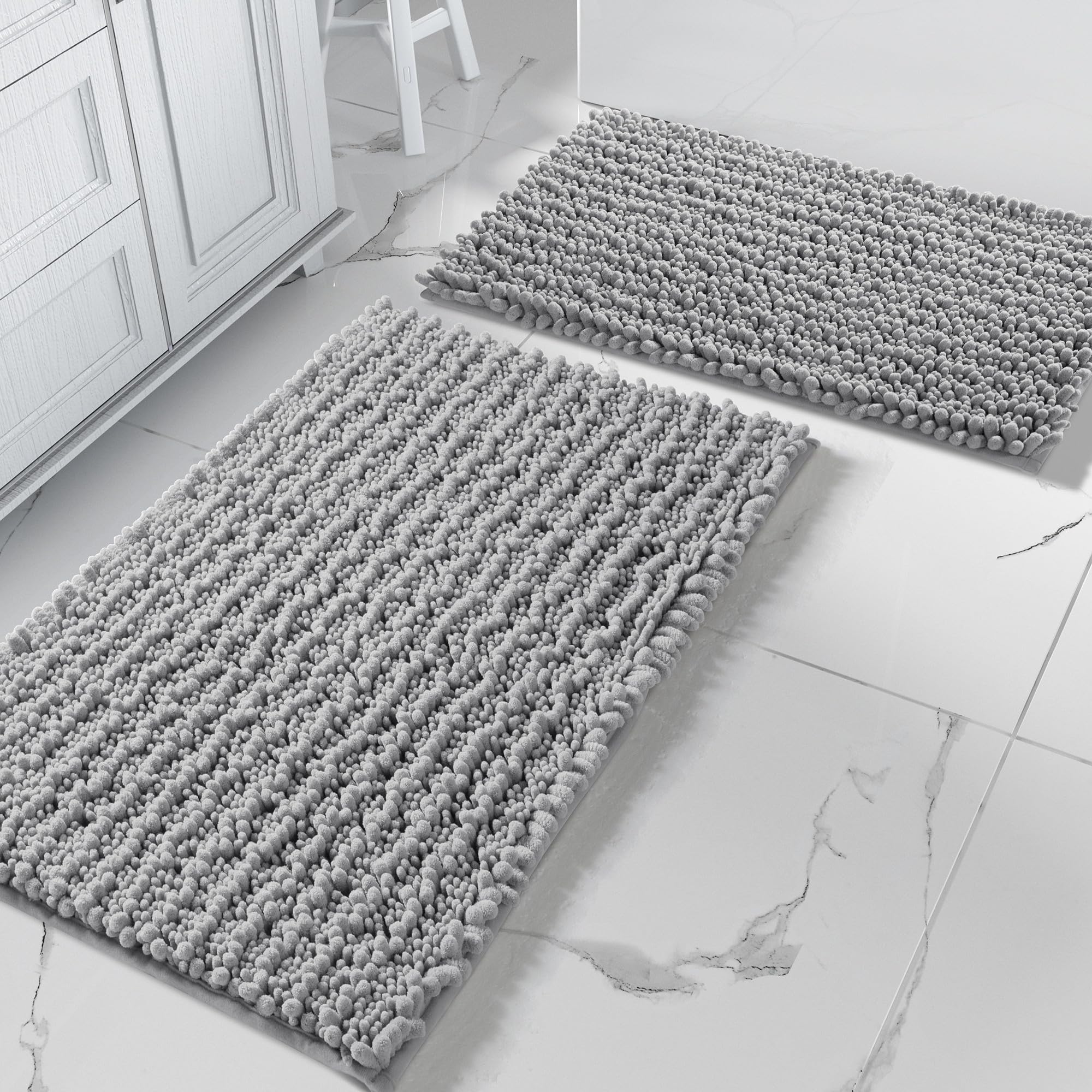 Yimobra 2-piece bath rug set ultra absorbent for quick water pickup at showers and tubs