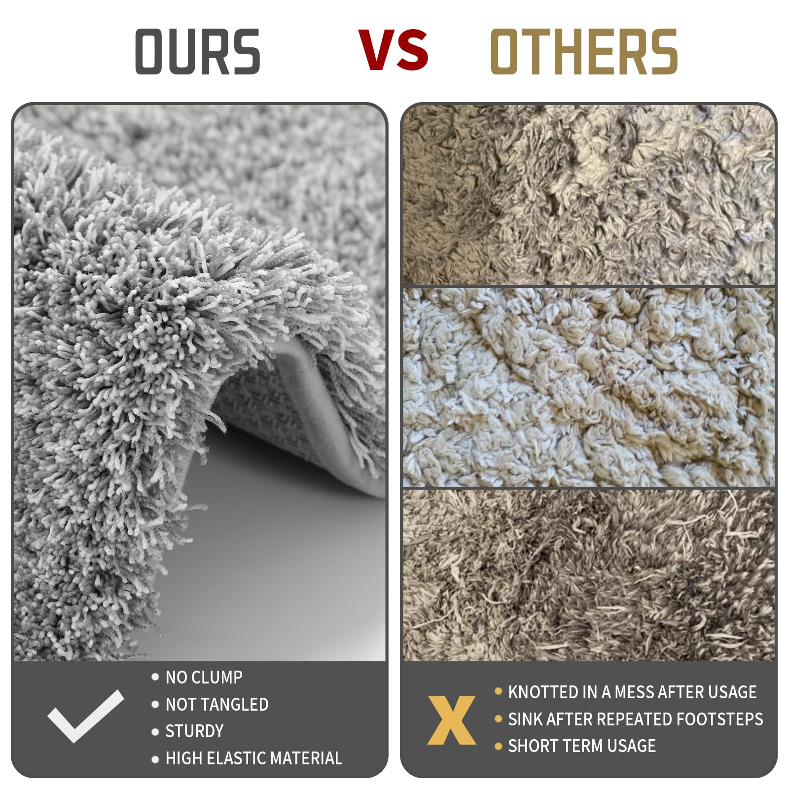 Yimobra rug texture highlights dense absorbent pile for fast moisture pickup.