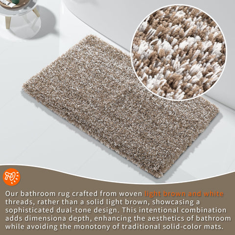 Yimobra bathroom rug fast-drying fibers reduce dampness after bathing.