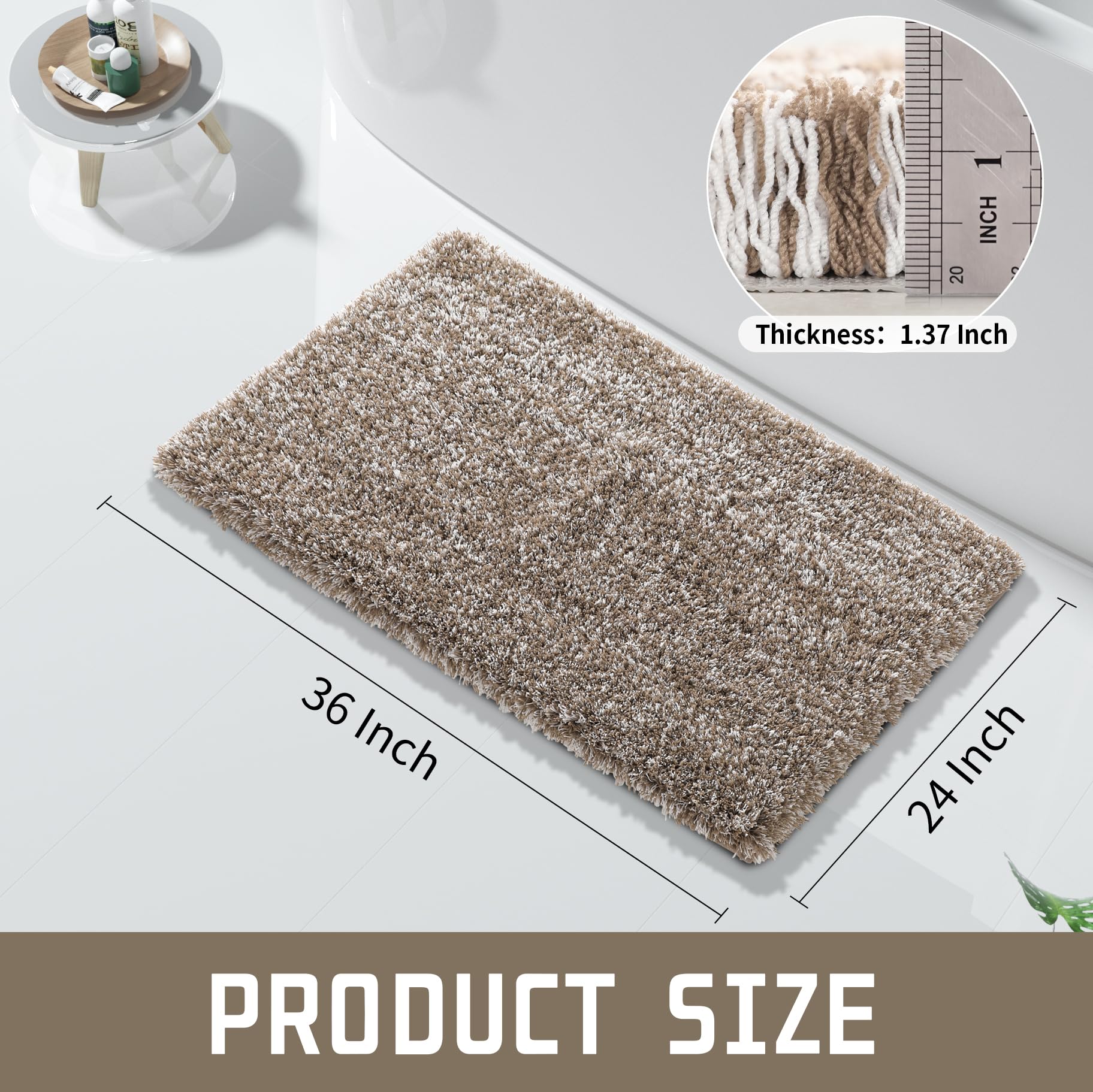 Yimobra bathroom rug machine-washable fabric showcases easy cleaning without shedding.