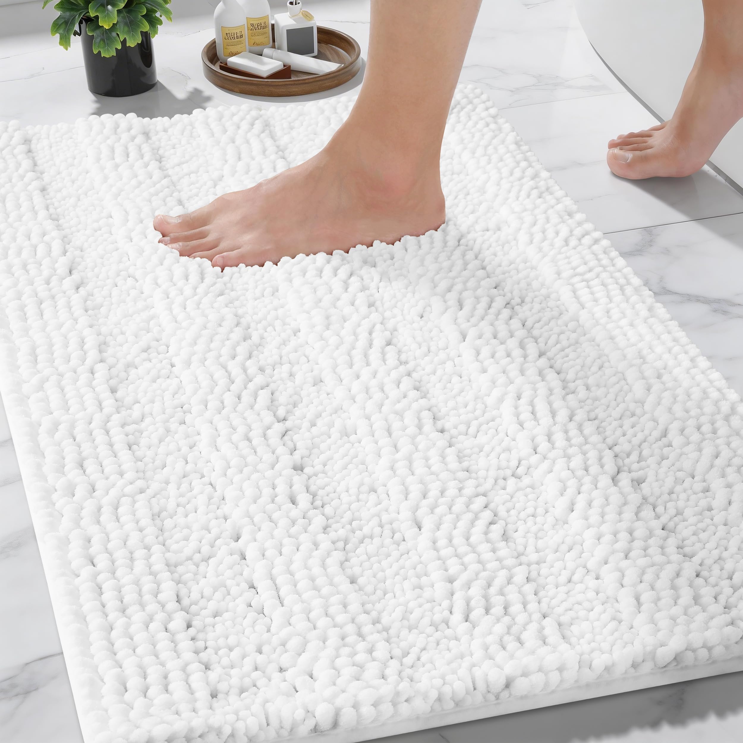 Yimobra bathroom rug mat with ultra-plush chenille for cloud-soft comfort underfoot