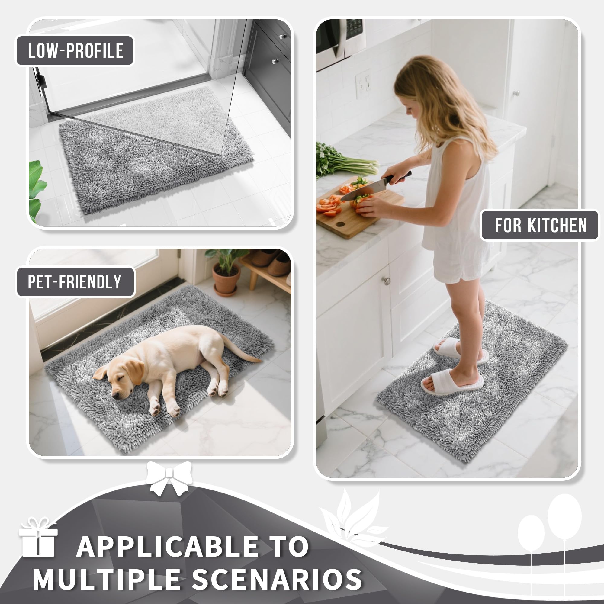Yimobra bathroom rug set 24x17 inch mat fits compact spaces