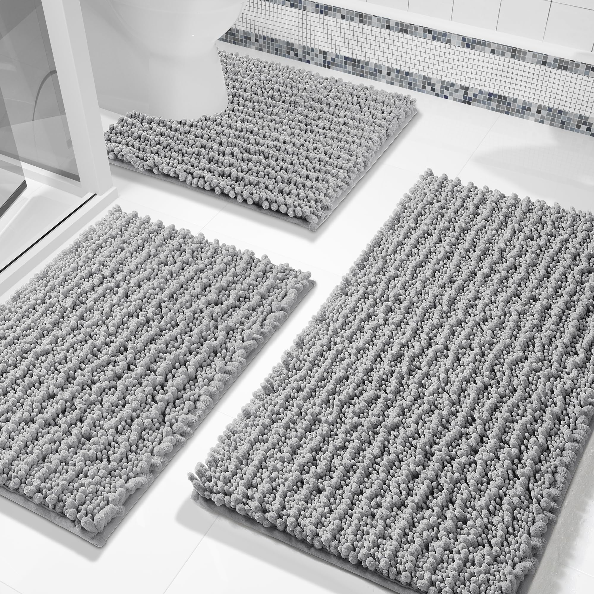 Yimobra bathroom rug set 3-piece: plush comfort underfoot after shower or bath.