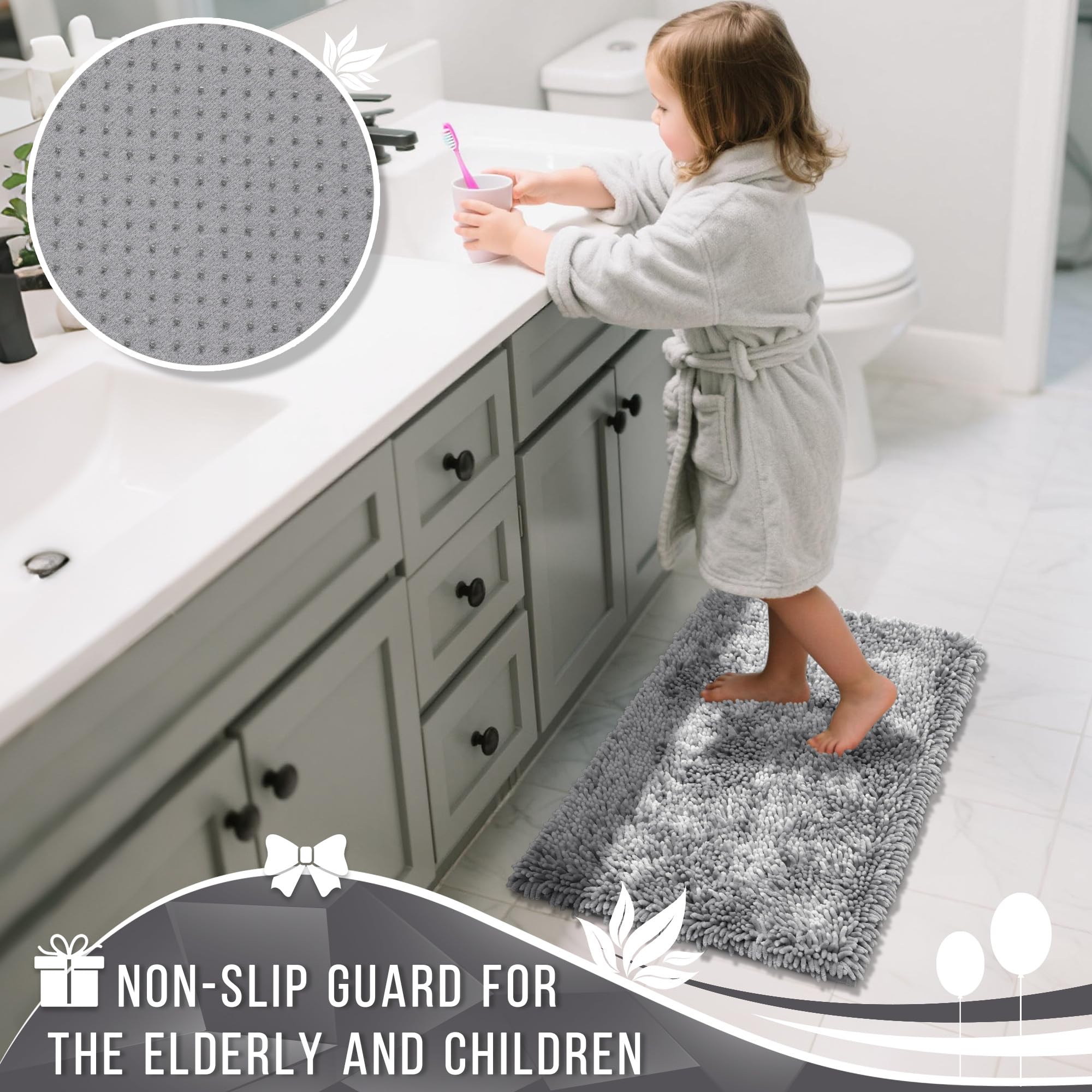 Yimobra bathroom rug set 31.5x20 inch mat adds generous coverage