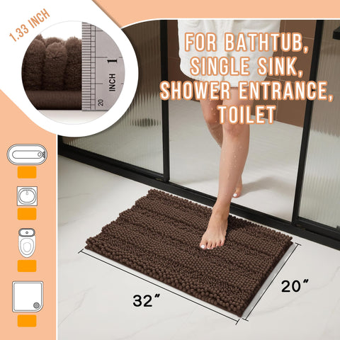 Yimobra bath rug mat anti-slip backing shown for secure placement.