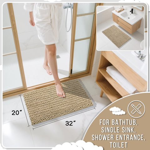 Yimobra chenille bath mat ultra-soft pile cushions feet after showers