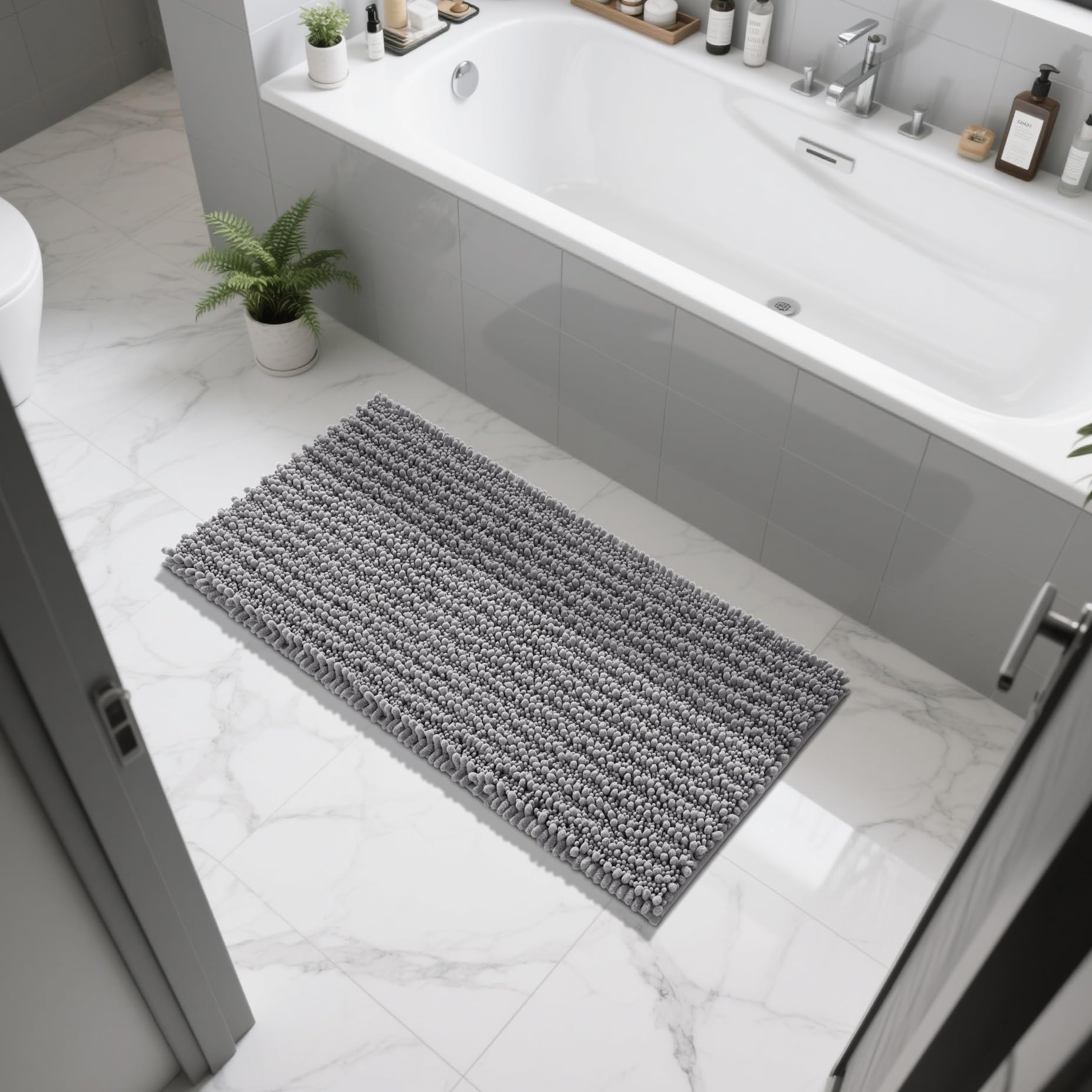 Yimobra contour toilet rug framed by a stylish border design.