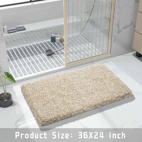 Yimobra fluffy shower mat adds comfort by the tub