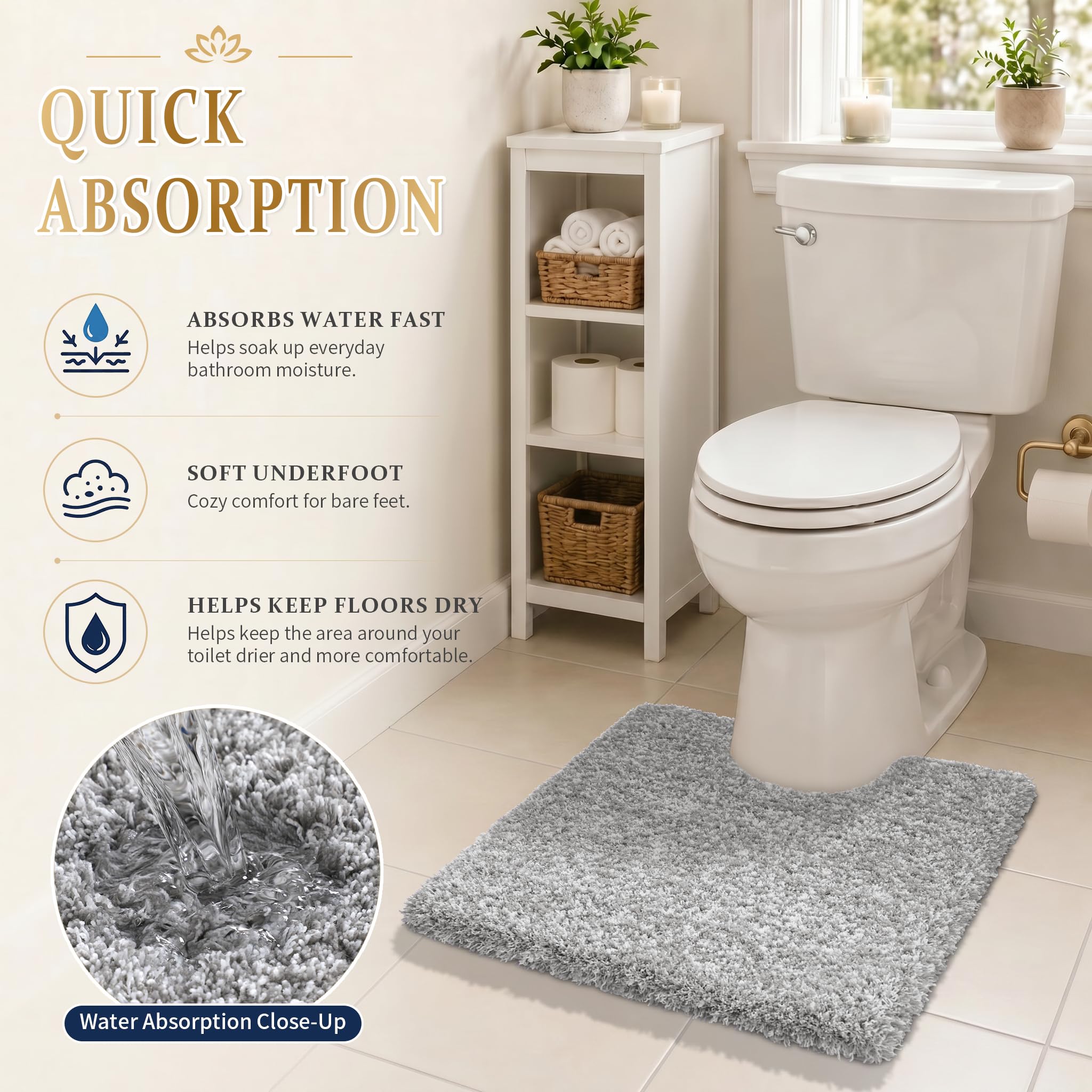 Yimobra grey-white blend finish complements various bathroom styles.