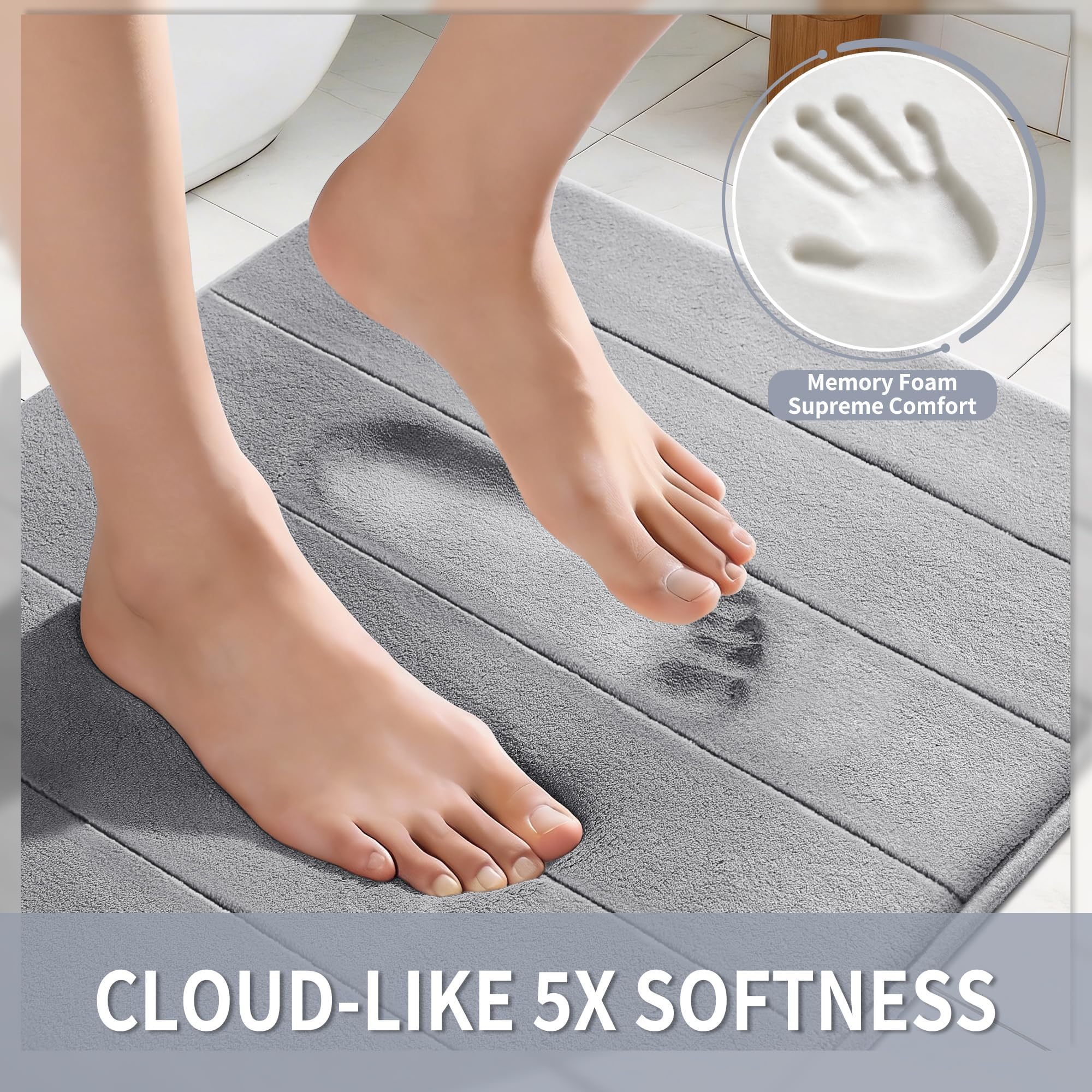 Yimobra long bath mat with diamond-back non-slip for safe footing
