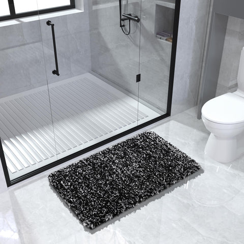 Yimobra luxurious microfiber shaggy bath mat enhances bathroom luxury and softness.
