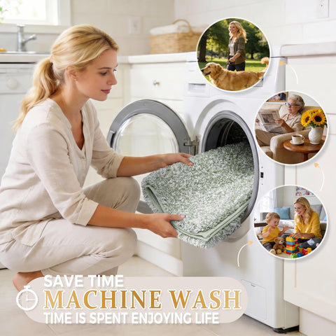 Yimobra machine-washable rug stays pristine after many cleans