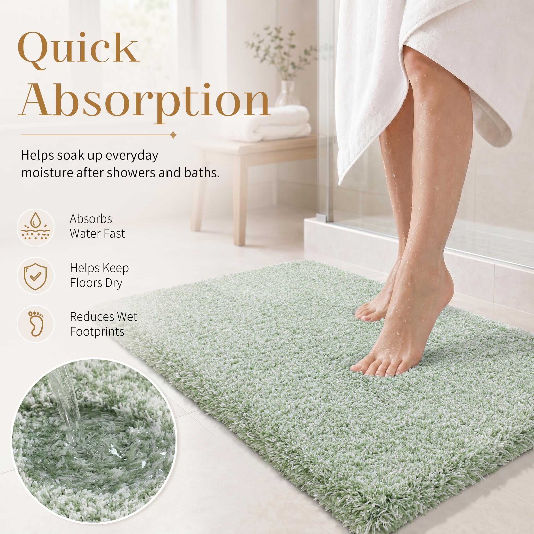 Yimobra master bathroom decor rug with cozy texture