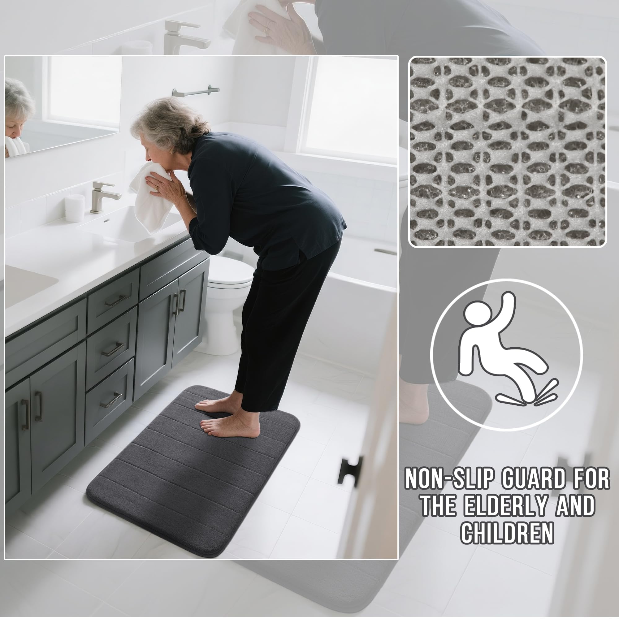 Yimobra non slip backing keeps mat in place on dry floors