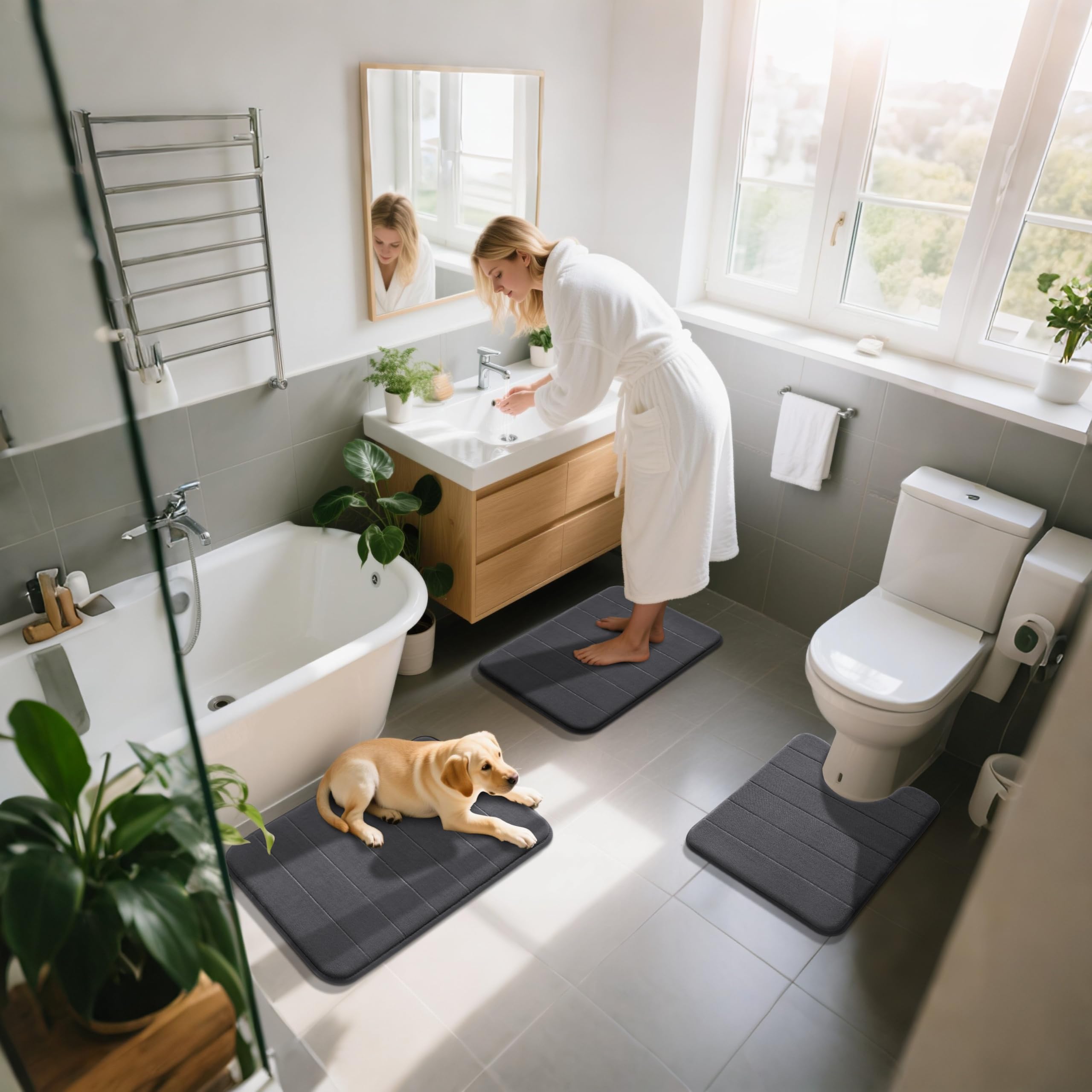 Yimobra quick dry absorption features to keep floors drier after showers