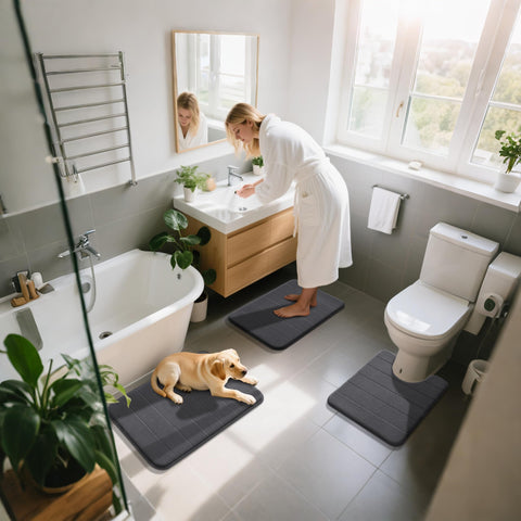Yimobra quick dry absorption features to keep floors drier after showers