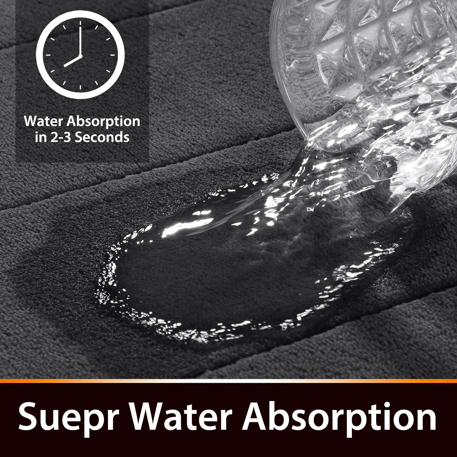 Yimobra bath mat surface demonstrates rapid absorption and quick-dry capability.