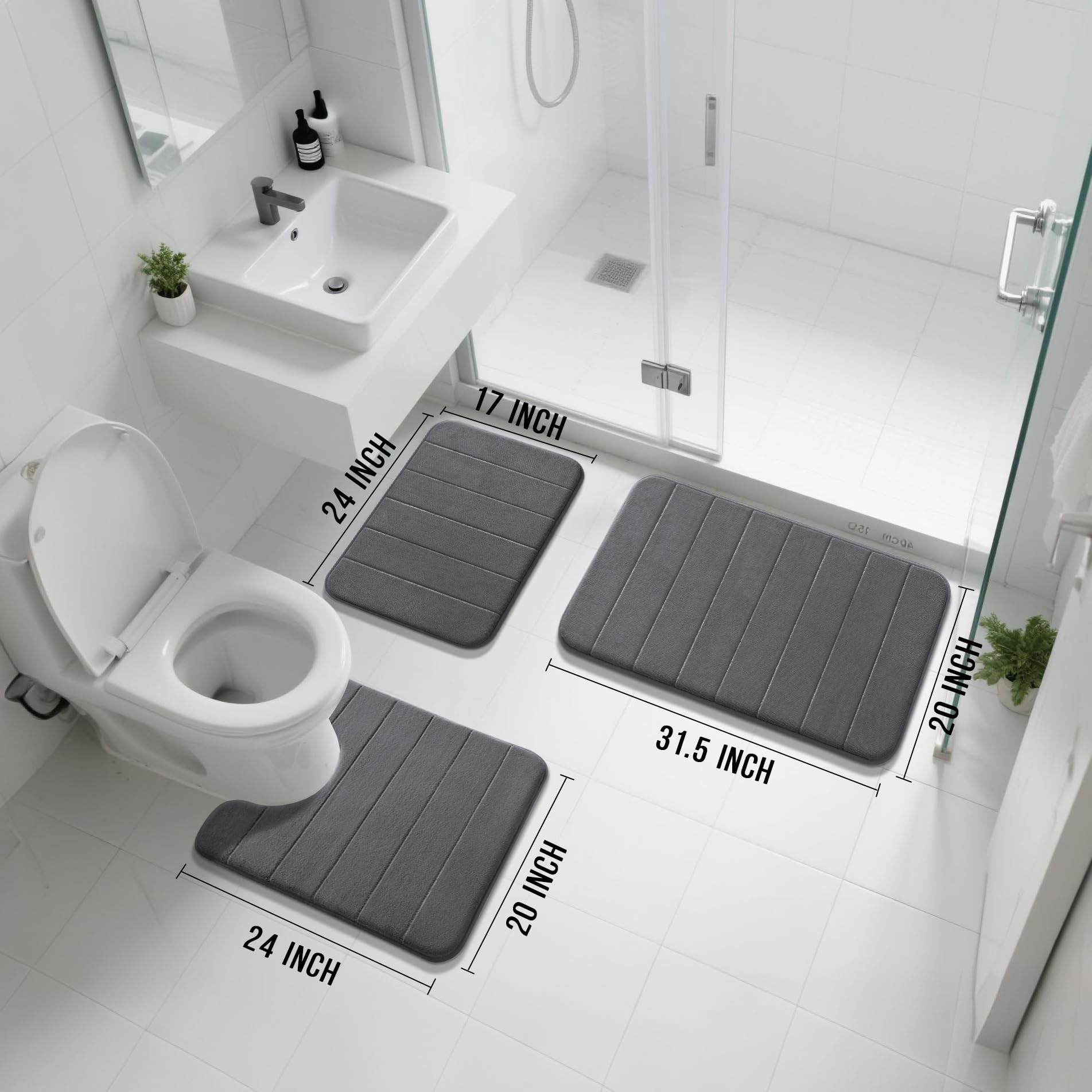 Yimobra memory foam bath mat with soft velvet top for warmth and quick dry