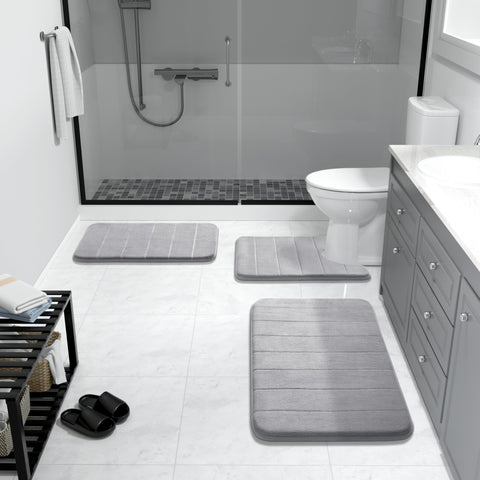Yimobra memory foam bath mat set dries quickly and stays comfy