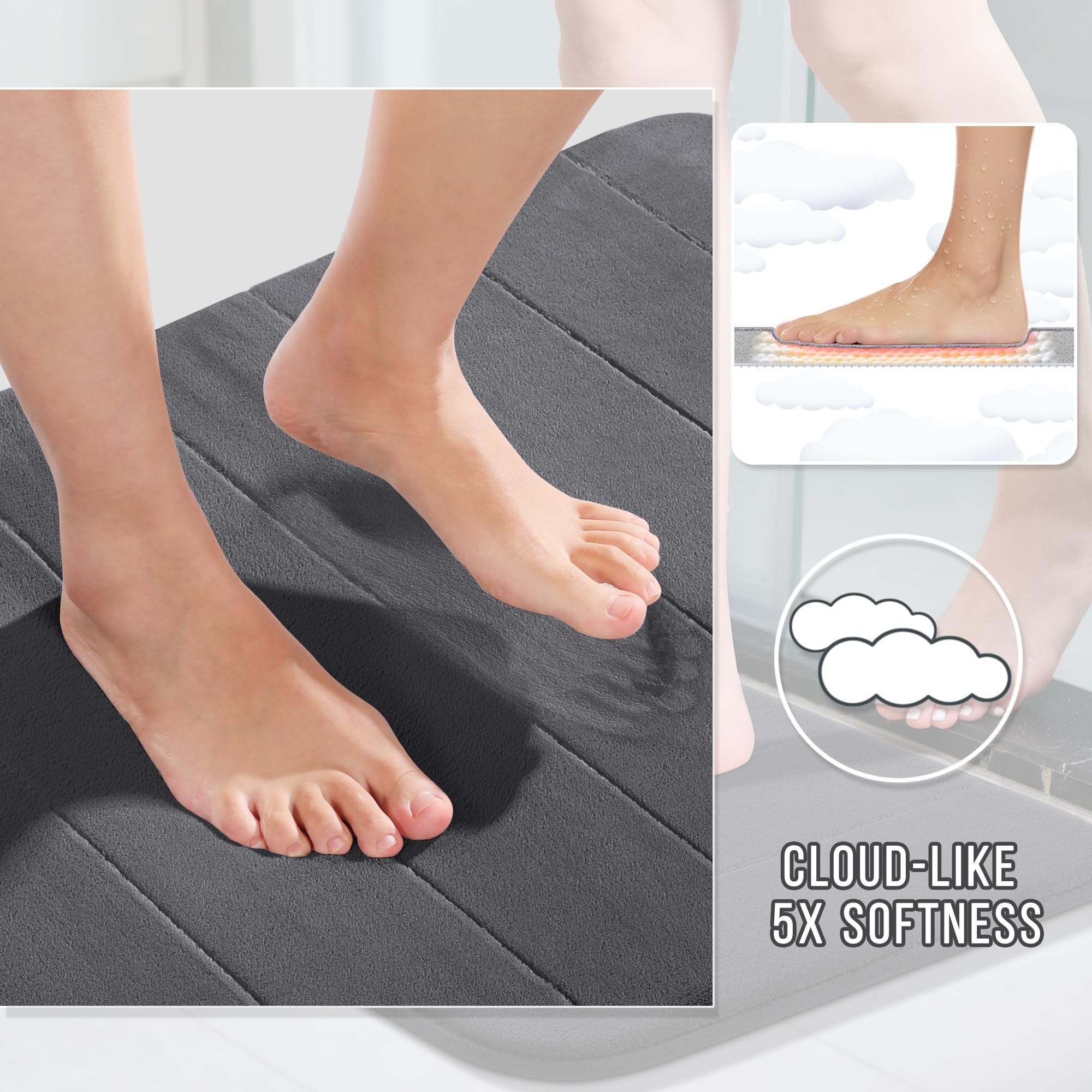 Yimobra vanity mat offering cushioned support around sinks