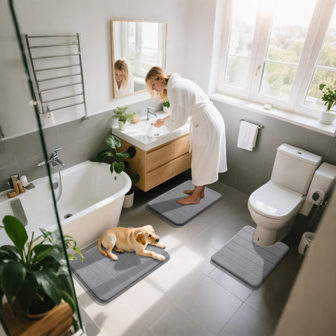 Yimobra memory foam bath mat set versatile for bath, toilet, or vanity