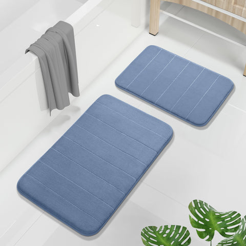 Yimobra memory foam bath rug in denim blue, large size for comfortable footing