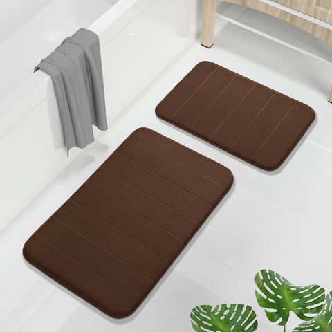 Yimobra memory foam bath rug set on floor shows plush comfort and large size