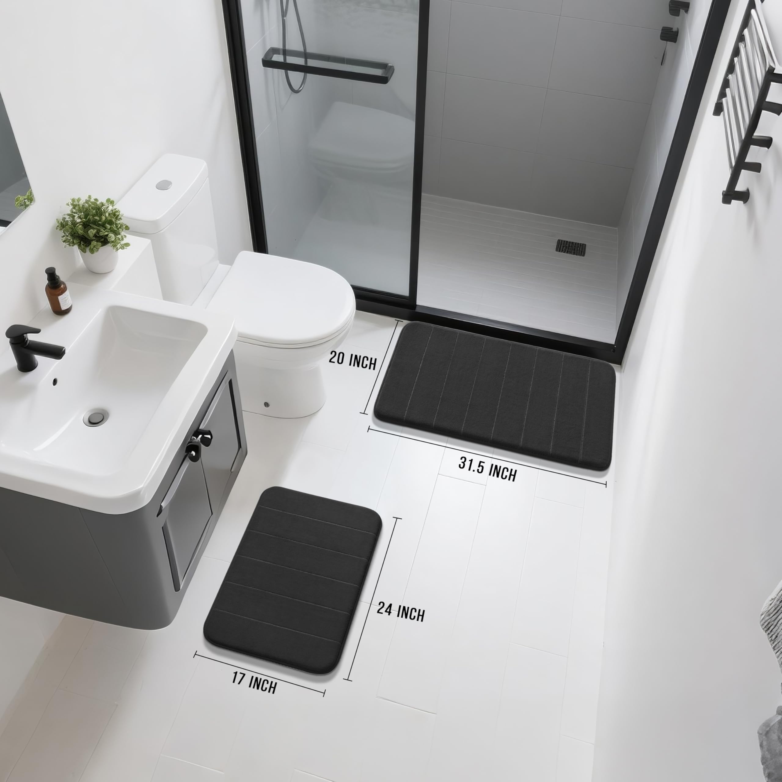 Yimobra memory foam bath rug set small near sink for foot comfort