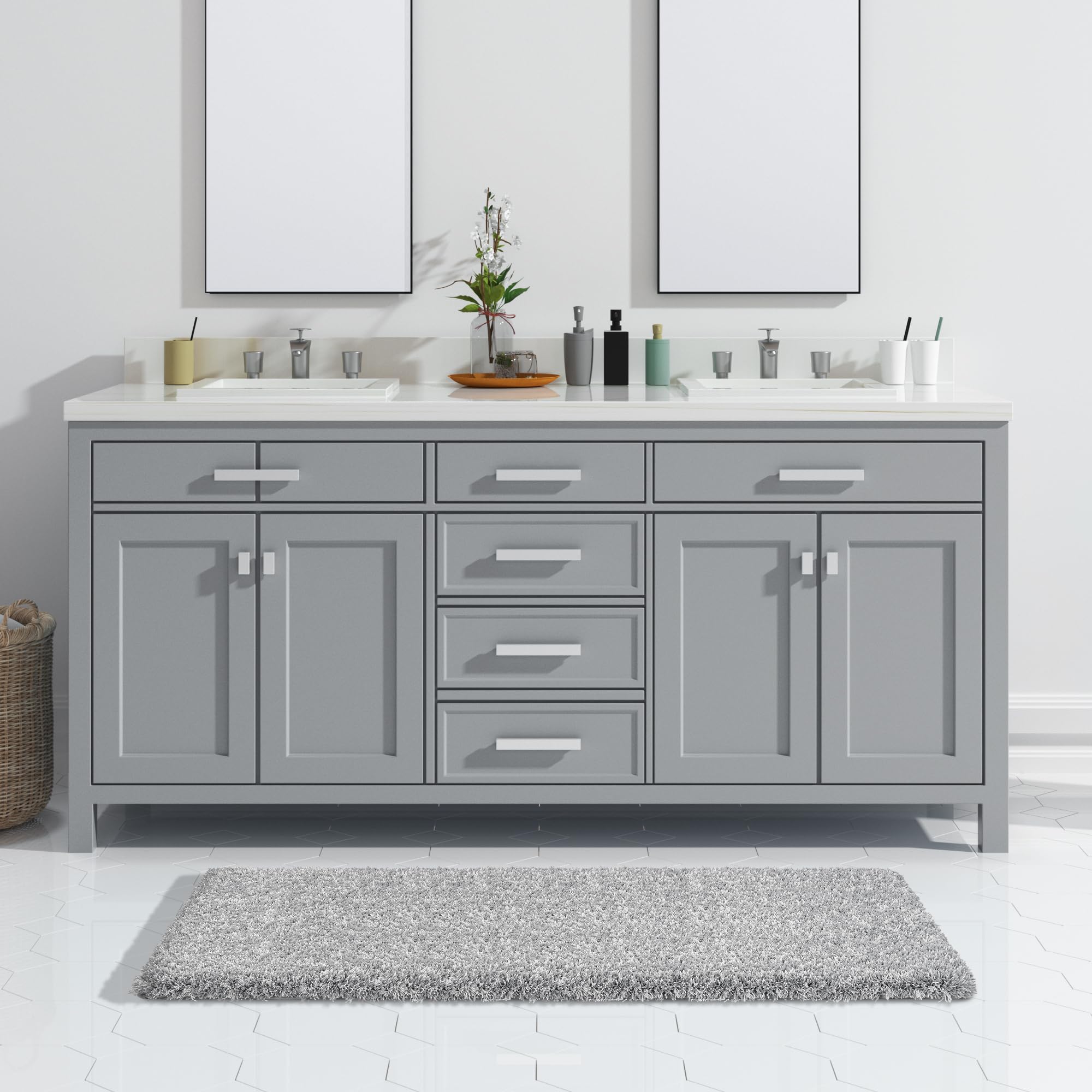 Yimobra non-slip bottom hexagon-inspired design keeps the rug stable on tile.