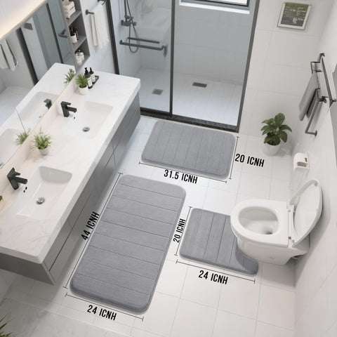 Yimobra bath mat with non-slip PVC dot backing for stable placement.