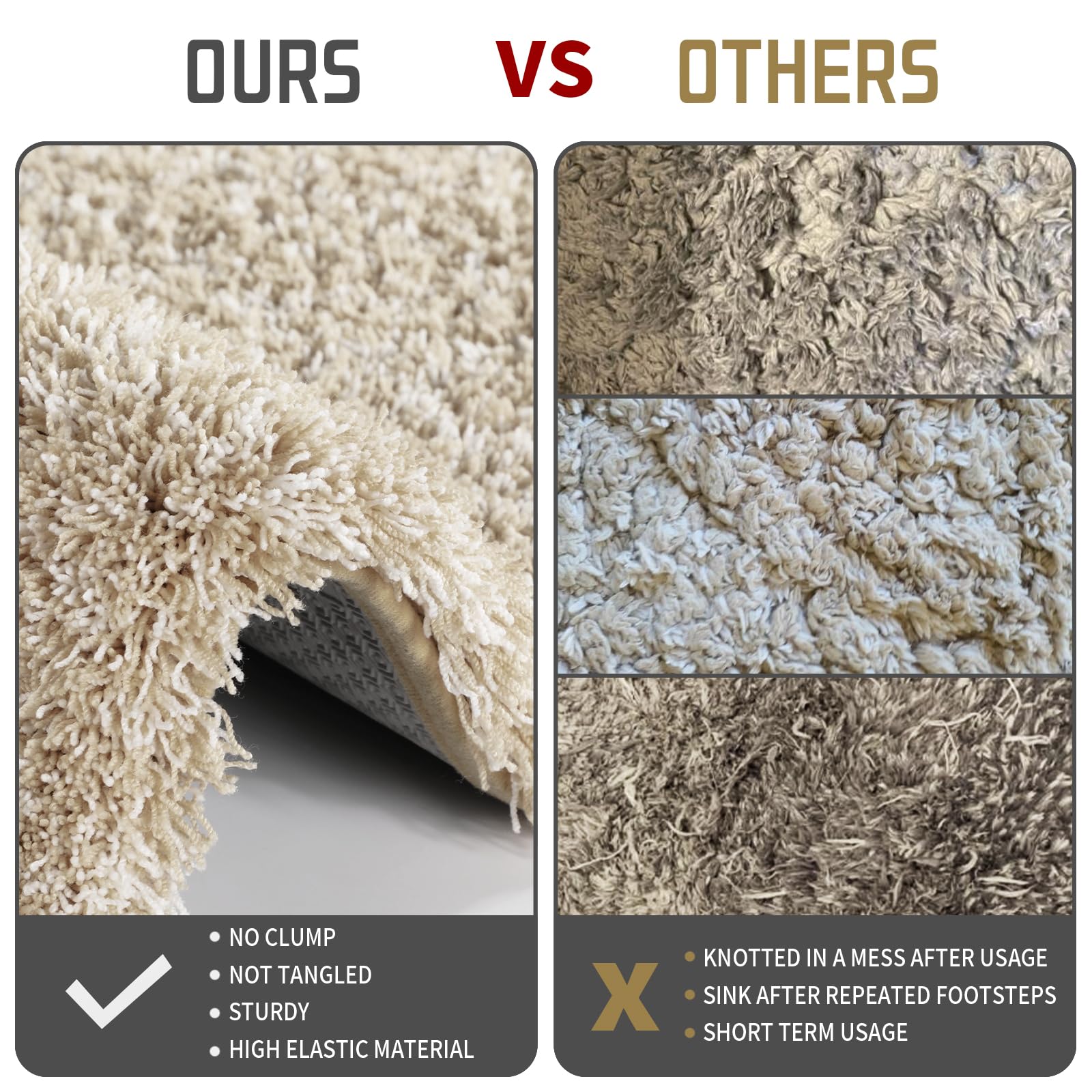 Yimobra non-slip bottom hexagon design anchors rug in place