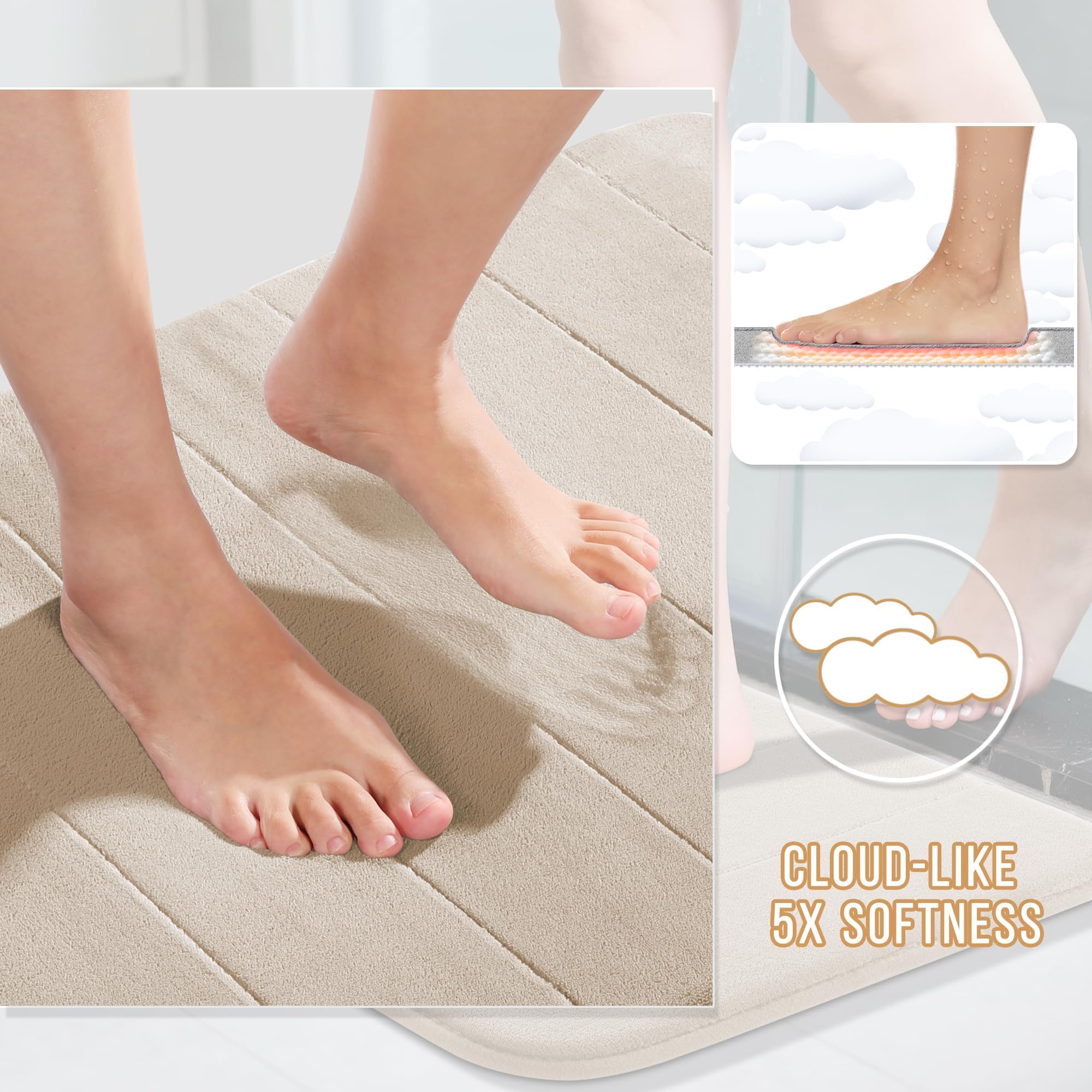 Yimobra bath rug with non-slip PVC backing for secure placement on wet floors.