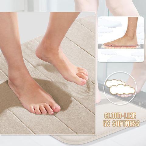 Yimobra bath rug with non-slip PVC backing for secure placement on wet floors.