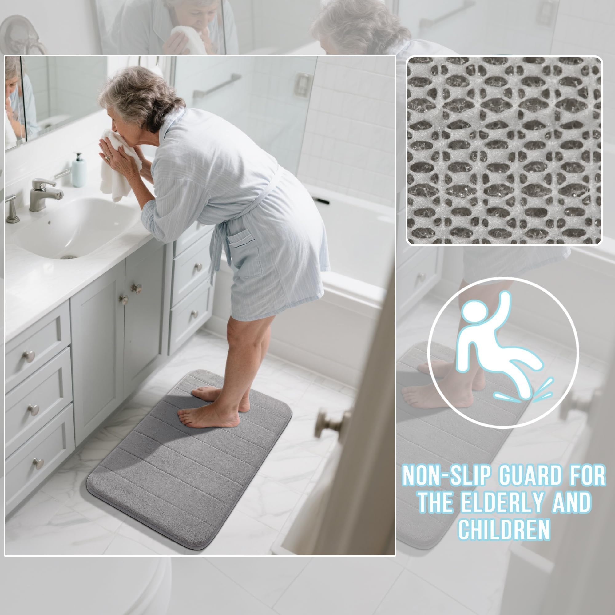 Yimobra non-slip PVC dots gray keep mat in place on dry floors