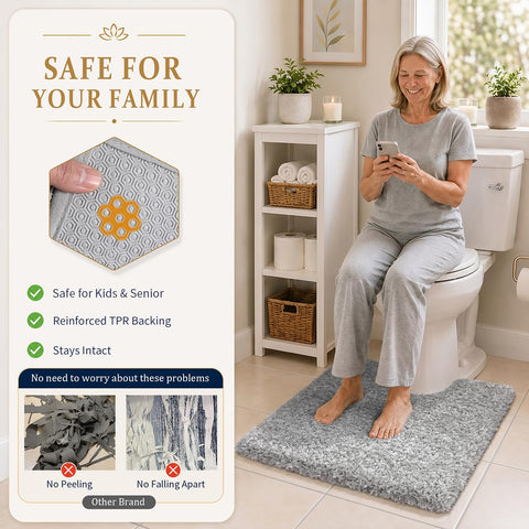 Yimobra quick-drying microfiber mat helps keep floors dry after shower.