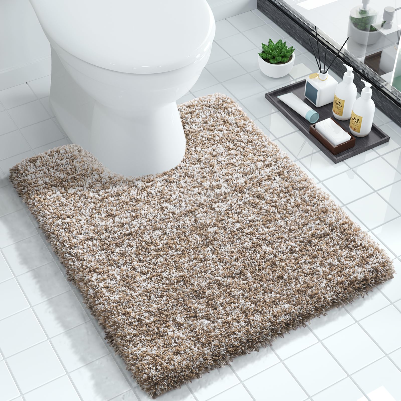 Yimobra U-shaped toilet rug with washability and standard-fit