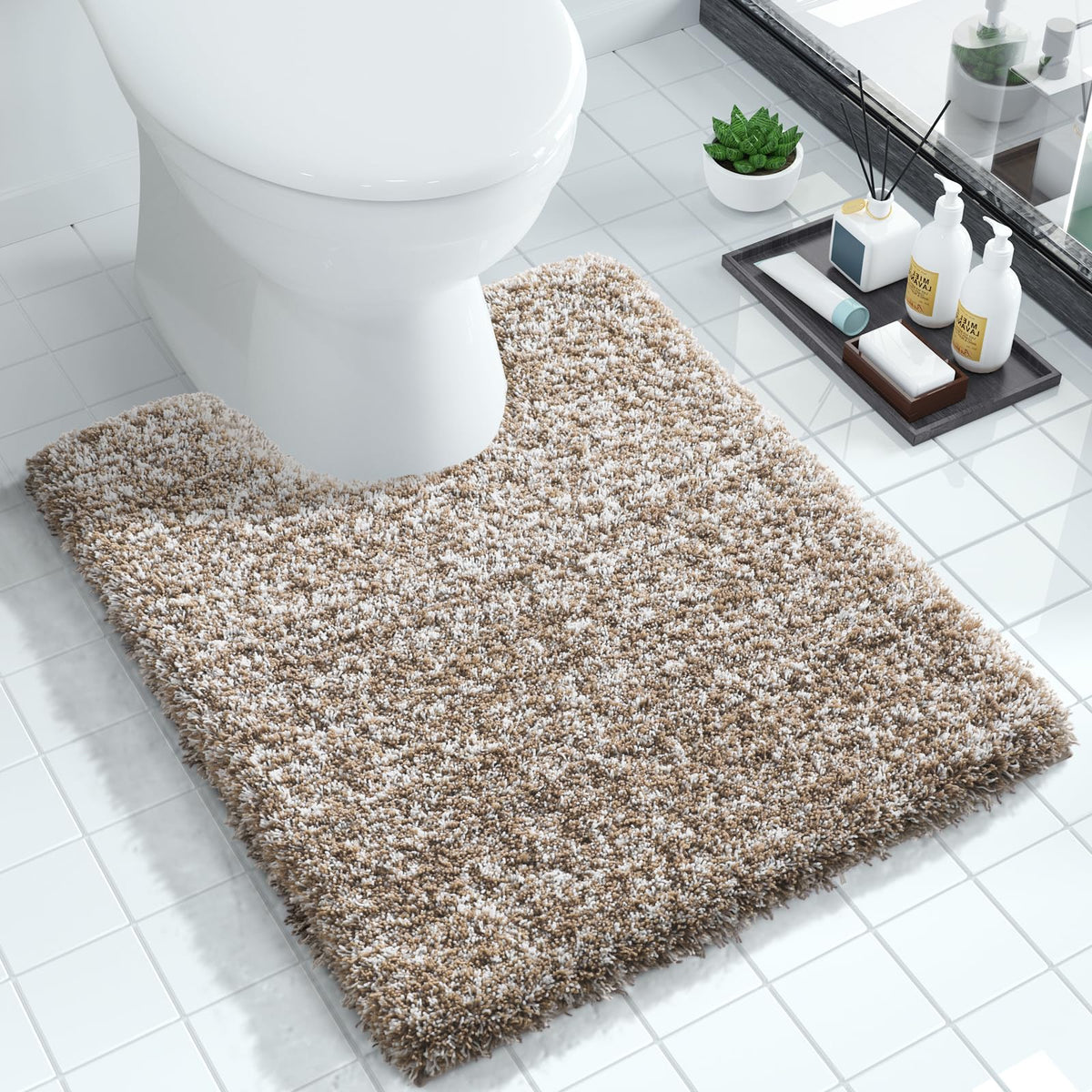 Yimobra U-shaped toilet rug with washability and standard-fit
