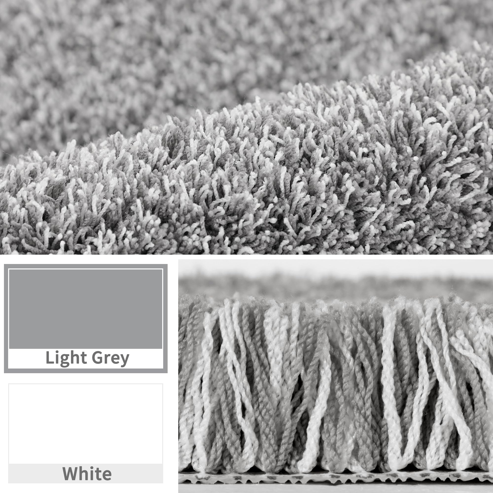 Yimobra U-shaped rug pile close-up emphasizes dense microfiber for quick absorption.
