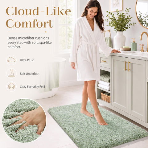 Yimobra ultra-soft plush bath mat with dense pile for quick absorption