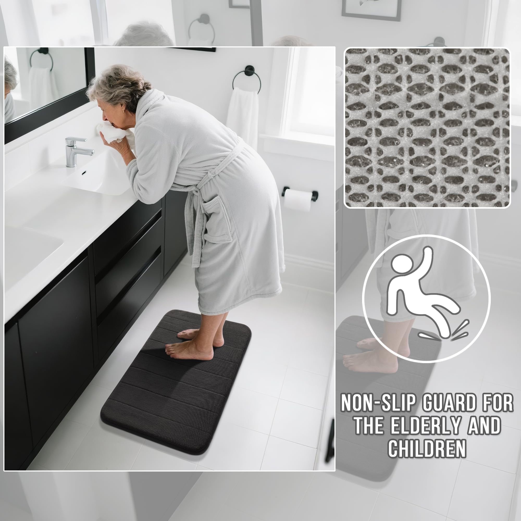 Yimobra versatile bath mat fits tub, shower, vanity, and kitchen spaces