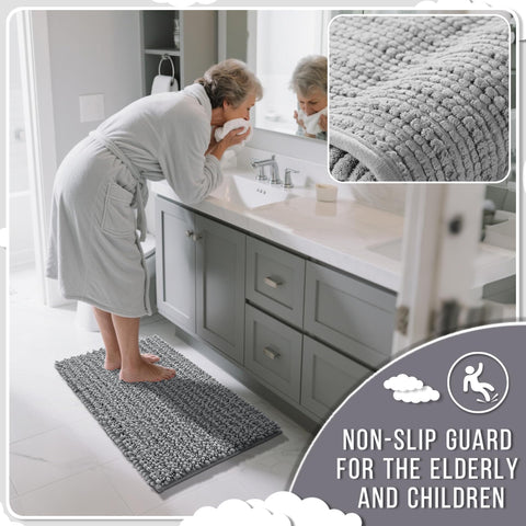 Yimobra machine-washable bath mat gray for easy care and long-lasting color