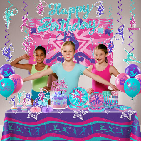 Yingoto gymnastics party backdrop creates a vibrant, reusable photo wall.